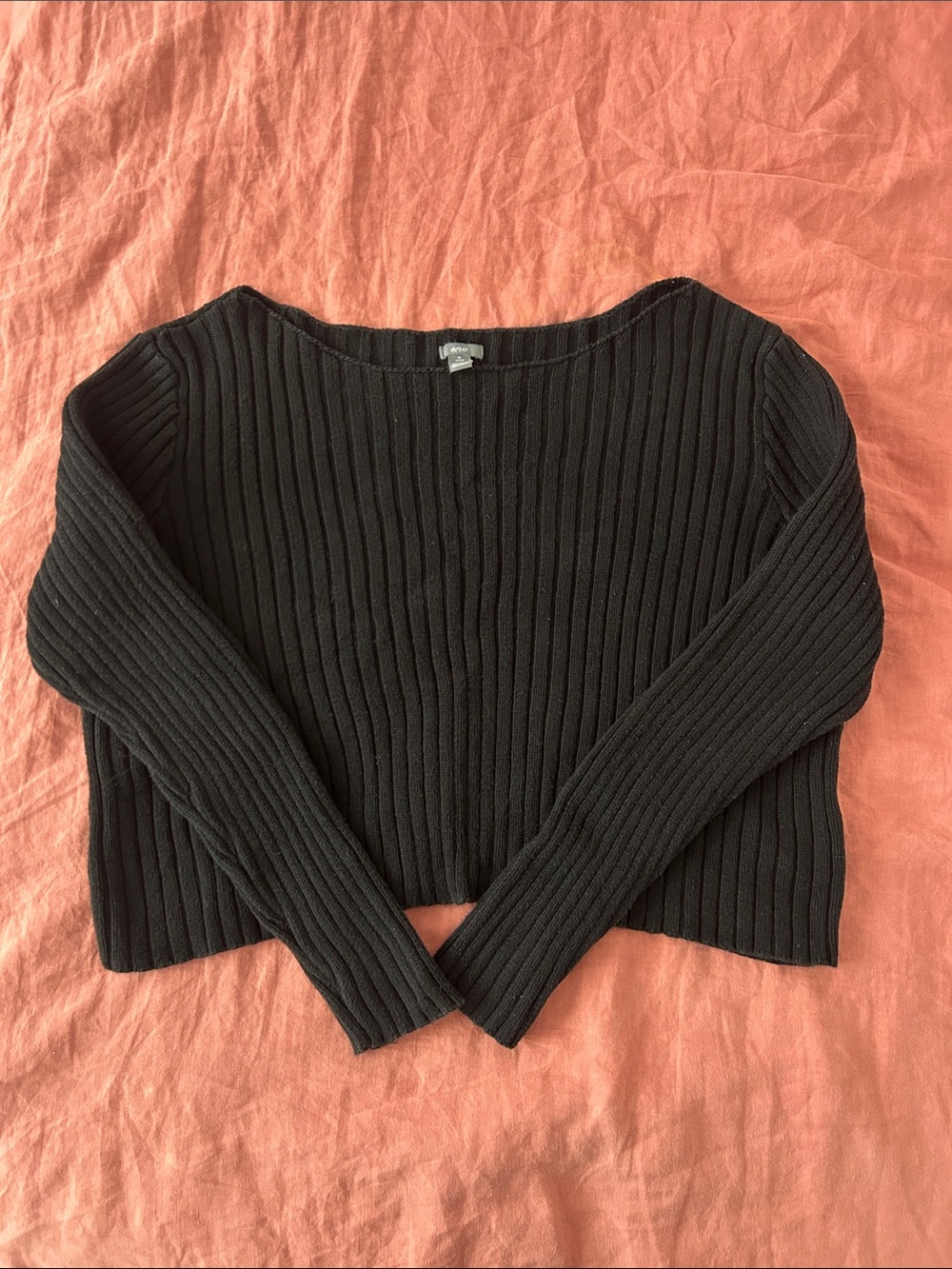 aerie Black Ribbed Sweater